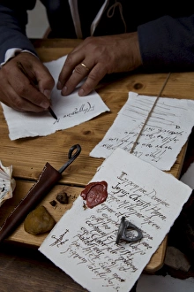 Images Dated 16th May 2009: Ancient style of writing during an historical reenactment at Venice Arsenale