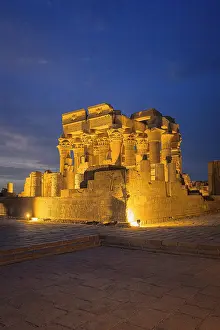 Aswan Prints: Ancient Temple of Kom Ombo at dusk, Aswan, Egypt