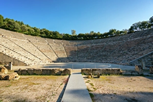 Seats Prints: Ancient theatre at the Asclepieion of Epidaurus, UNESCO, Peloponnese, Greece