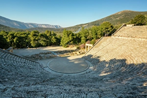 Theatre Prints: Ancient theatre at the Asclepieion of Epidaurus, UNESCO, Peloponnese, Greece
