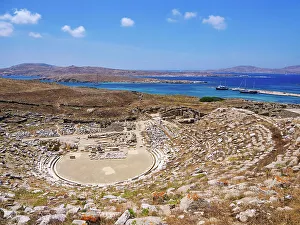 Theatres Prints: Ancient Theatre, Delos Archaeological Site