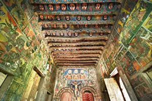 Ethiopia Prints: Ancient wall paintings in the interior of the Debre Birhan Selassie Church