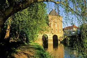 Wanderlust Prints: Ancient water mill over the Meuse River housing the Rimbaud Museum, France