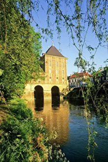 Century Prints: Ancient water mill over the Meuse River housing the Rimbaud Museum, France