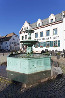 Rhineland Palatinate Prints: Andreasbrunnen fountain and Deidesheimer Hof Hotel