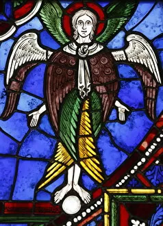 Images Dated 20th September 2009: An angel in stained glass, International Stained Glass Centre, Chartres, Eure-et-Loir