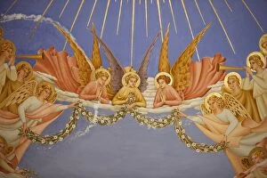 Images Dated 30th July 2007: Detail of angels in a fresco in the Visitation church in Ein Kerem, Israel, Middle East