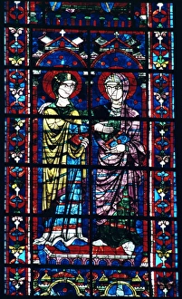 Two angels in stained glass in the central choir, dating from 12th century