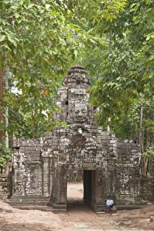 Anthropomorphic Face Prints: Angkor, UNESCO World Heritage Site, Siem Reap, Cambodia, Indochina, Southeast Asia, Asia