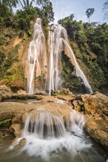 Mandalay Region Prints: Anisakan Falls, a waterfall near Pyin Oo Lwin (Pyin U Lwin)