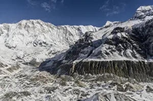 Natural Landmark Prints: Annapurna I, 8091m, South Annapurna Glacier and its moraine and moraine ridge