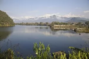Images Dated 26th February 2007: Annapurna range reflecting in Fewa (Phewa) Lake at dawn, Pokhara, Nepal, Asia