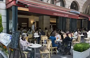 Shibuya Prints: Anniversaire Cafe along Omotesando-dori Boulevard in upmarket retail district of Shibuya