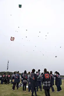 Annual Takoage Gassen (Kite Fighting Festival) in Hamamatsu, Shizuoka, Japan