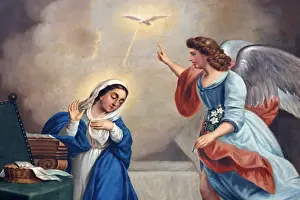Brazilian Prints: Annunciation painting in Nossra Senhora da Conceicao church, Cidade Baixa, Salvador