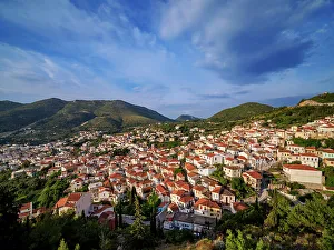Samos Prints: Ano Vathy, elevated view, Samos Town