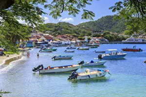 Anse du Bourg, town beach and boats, Terre de Haut, Iles Des Saintes, Les Saintes