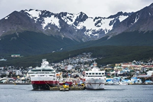 Cruise Ship Prints: Antarctic cruise ships docked in Ushuaia, Tierra Del Fuego, Patagonia, Argentina