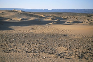 Draa Valley Prints: Anti Atlas mountains from the dunes at Erg Al Hatin
