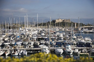 Cote Dazur Prints: Antibes harbour and Fort Carre, Antibes, Alpes Maritimes, Provence, Cote d Azur