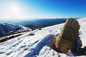 Nemrut Dagi Prints: Antiochos Sanctuary, western terrace at sunset, Nemrut Dagi (Mount Nemrut), UNESCO