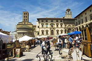 Arezzo Prints: Antiquarian Fair in Piazza Vasari, Arezzo, Tuscany, Italy, Europe