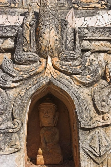 Kakku Prints: Antique Buddha image in niche below stupa