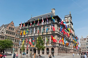 National Flag Prints: Antwerp City Hall, Antwerp, Belgium, Europe
