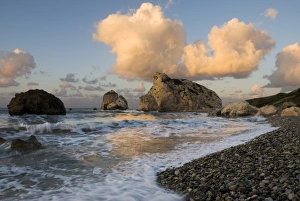 Aphrodites Rock at sunrise, Paphos, UNESCO World Heritage Site, South Cyprus, Cyprus, Mediterranean, Europe