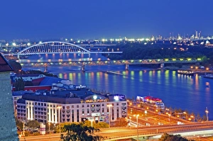 Slovakia Prints: Apollo Most bridge, Danube River, Bratislava, Slovakia, Europe