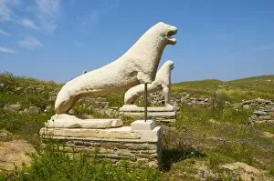Apollo sanctuary, terrace of the lions, Delos, the most ancient archaeological site of the Aegean