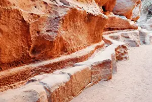 Historical Site Prints: Aqueduct in al-Siq (narrow gorge) that is the main entrance to the ancient city of Petra