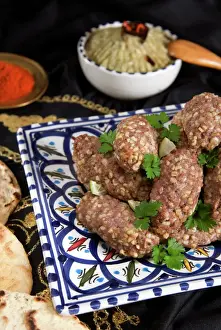 Studio Shot Prints: Arabian food, kibbeh, fried mutton meat balls with burghul, Middle East