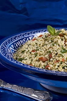 Salad Prints: Arabic food, tabuleh, burghul with mint, tomatoes, lemon, parsley, olive oil, Middle East