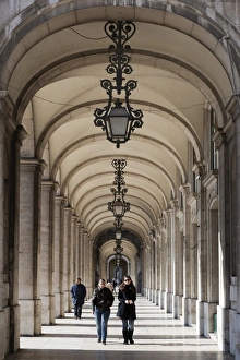 Arcade Prints: Arcade on Praca do Comercio, Baixa, Lisbon, Portugal, Europe
