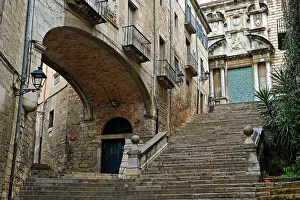 Heritage Site Prints: Arch under the Agullana Palace and stairs leading to the Sant Marti Sacosta church