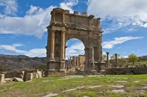 Images Dated 1st November 2010: The Arch of Caracalla at the Roman ruins of Djemila, UNESCO World Heritage Site