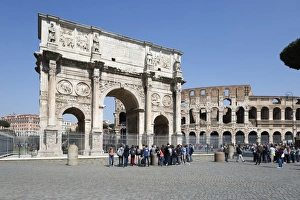 Amphitheatre Prints: Arch of Constantine (Arco di Costantino) and the Colosseum, UNESCO World Heritage Site