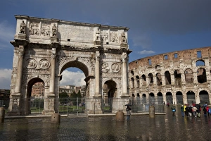 Colosseum Prints: The Arch of Constantine with the Colosseum in the background, UNESCO World Heritage Site