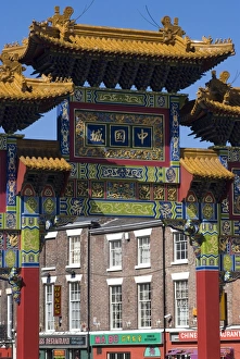 Multi Color Prints: Arch at the entrance of Chinatown, Liverpool, Merseyside, England, United Kingdom, Europe