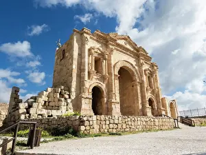 Jerash Prints: The Arch of Hadrian in Jerash, believed to have been founded in 331 BC by Alexander the Great