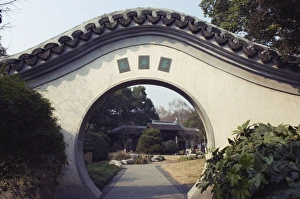 West Lake Prints: An arch looking into Winding Garden at West Lake, Hangzhou, Zhejiang Province