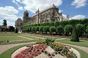 Centre Prints: Archbishops gardens and cathedral, UNESCO World Heritage Site, Bourges