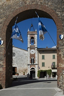Piazza Prints: Arched entrance to piazza with Church of San Francesca