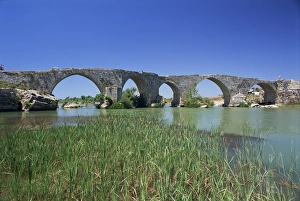 Aspendos Prints: Arches of the Seljuk bridge over the Eurymedon River