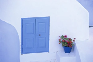 Thira Prints: Architectural detail of blue and white house