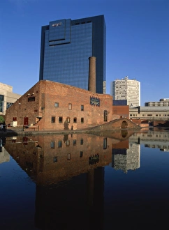 West Midlands Prints: Architectural contrast between the Glass Works and the Hyatt Hotel behind