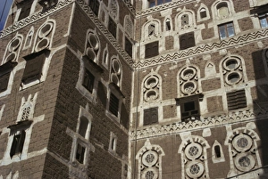 Yemen Prints: Architectural detail, Old City, Sana a, UNESCO World Heritage Site