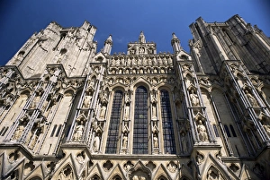 Somerset Prints: Architectural detail, West front, Wells Cathedral, Somerset, England, United Kingdom