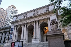 New York State Prints: Architectural detail of the New York Public Library (NYPL)